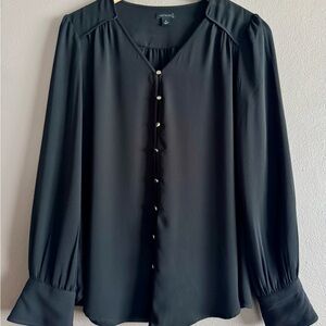Ann Taylor Black Button-Front Blouse – XS